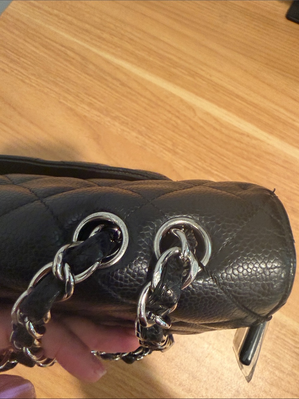 Pre-Loved CHANEL Black Caviar Leather Jumbo Single Flap with Silver Hardware - Picture 10 of 16